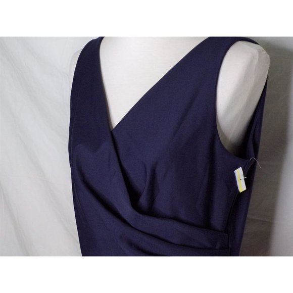 SOLD ALEX EVENINGS Side Ruched Cocktail Dress Navy Blue 14 - Picture 6 of 9
